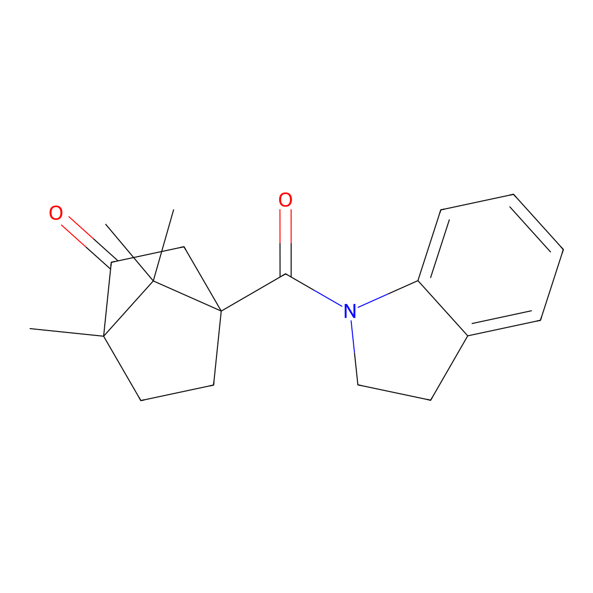 4-(2,3-dihydro-1H-indol-1-ylcarbonyl)-1,7,7-trimethylbicyclo[2.2.1]heptan-2-one molecular structure, CAS 618402-41-8