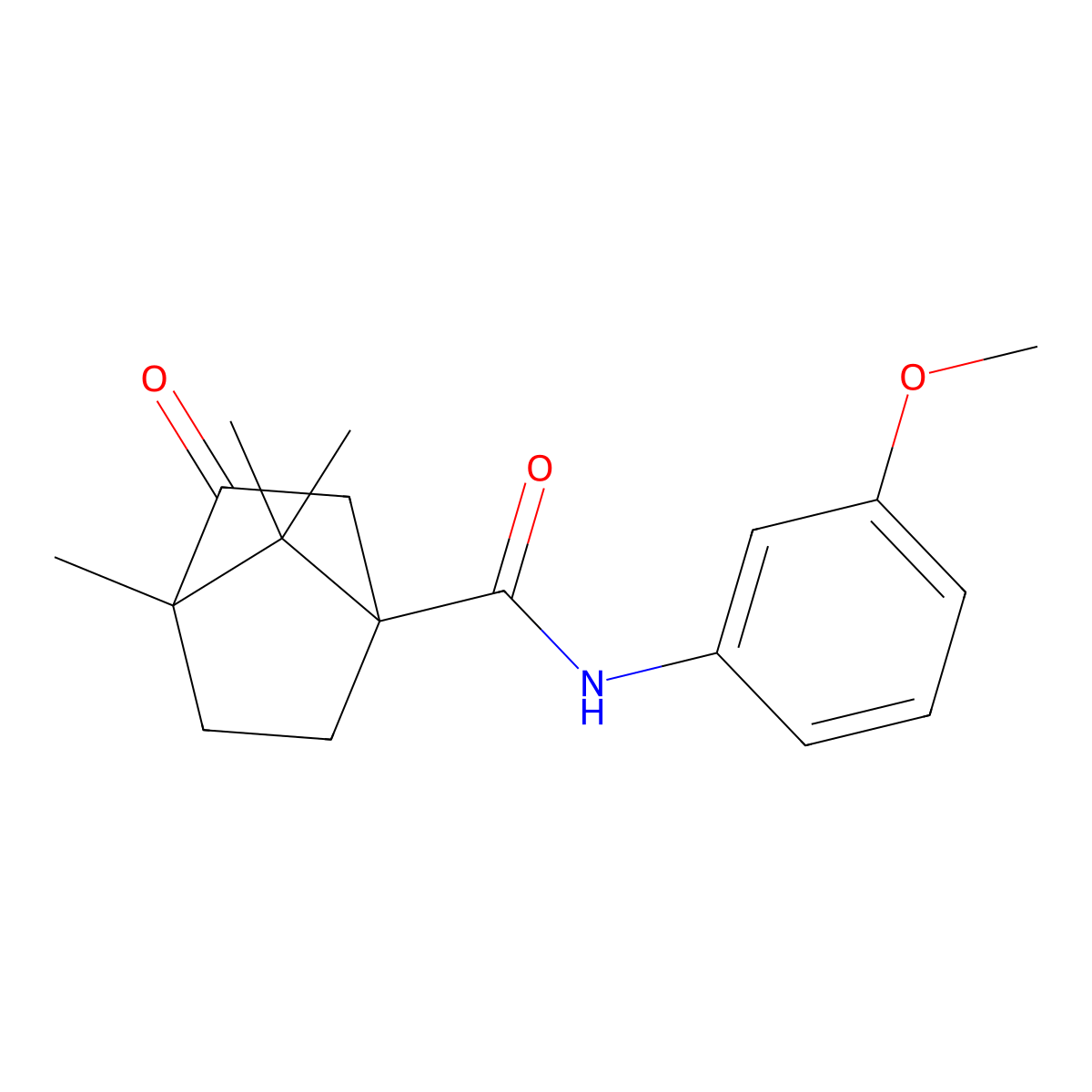N-(3-methoxyphenyl)-4,7,7-trimethyl-3-oxobicyclo[2.2.1]heptane-1-carboxamide molecular structure, CAS 618402-53-2