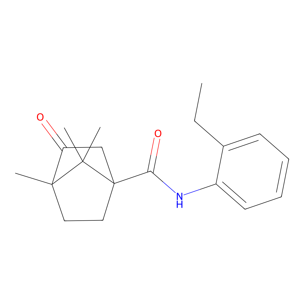 N-(2-ethylphenyl)-1,7,7-trimethyl-2-oxobicyclo[2.2.1]heptane-4-carboxamide molecular structure, CAS 618402-57-6