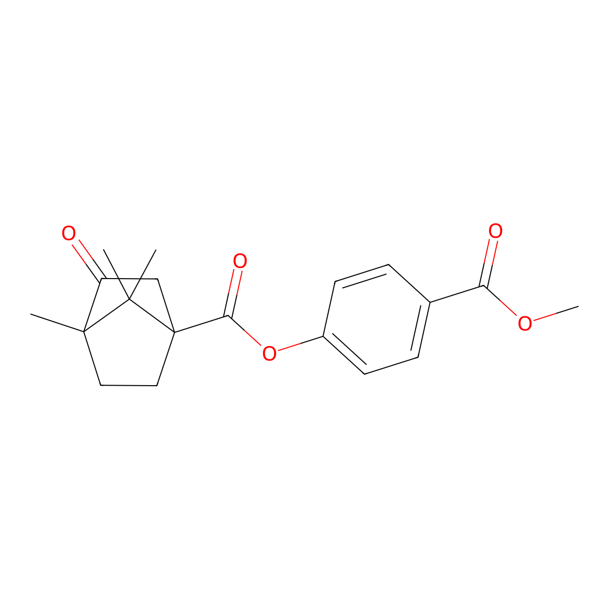 (1S,4S)-4-(methoxycarbonyl)phenyl 4,7,7-trimethyl-3-oxobicyclo[2.2.1]heptane-1-carboxylate molecular structure, CAS 618402-66-7