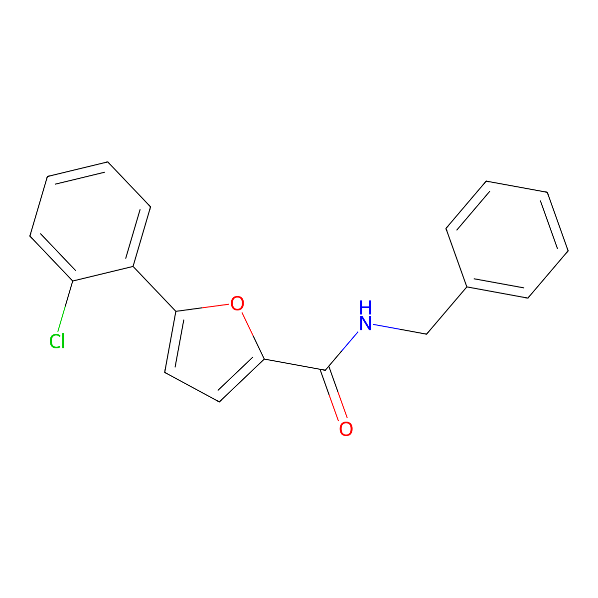 N-Benzyl-5-(2-chlorophenyl)-2-furamide molecular structure, CAS 618402-74-7