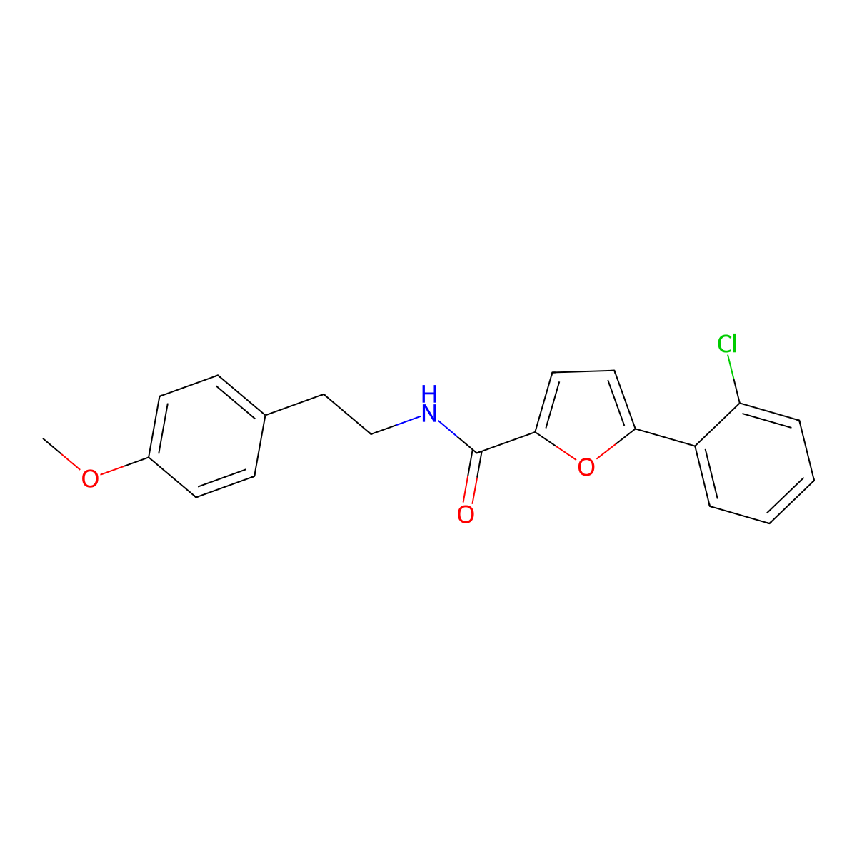 5-(2-Chlorophenyl)-N-(2-(4-methoxyphenyl)ethyl)-2-furamide molecular structure, CAS 618402-89-4