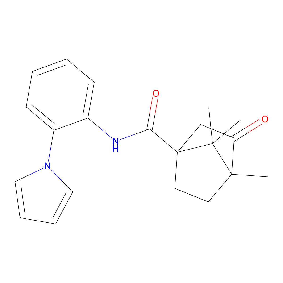 4,7,7-trimethyl-3-oxo-N-[2-(1H-pyrrol-1-yl)phenyl]bicyclo[2.2.1]heptane-1-carboxamide molecular structure, CAS 618402-94-1