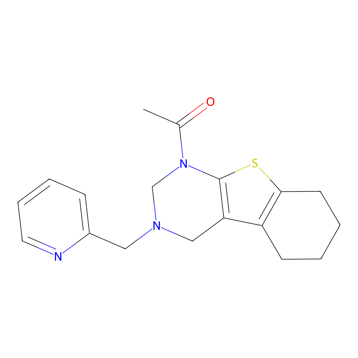 1-[3-(pyridin-2-ylmethyl)-3,4,5,6,7,8-hexahydro[1]benzothieno[2,3-d]pyrimidin-1(2H)-yl]ethanone molecular structure, CAS 618402-95-2