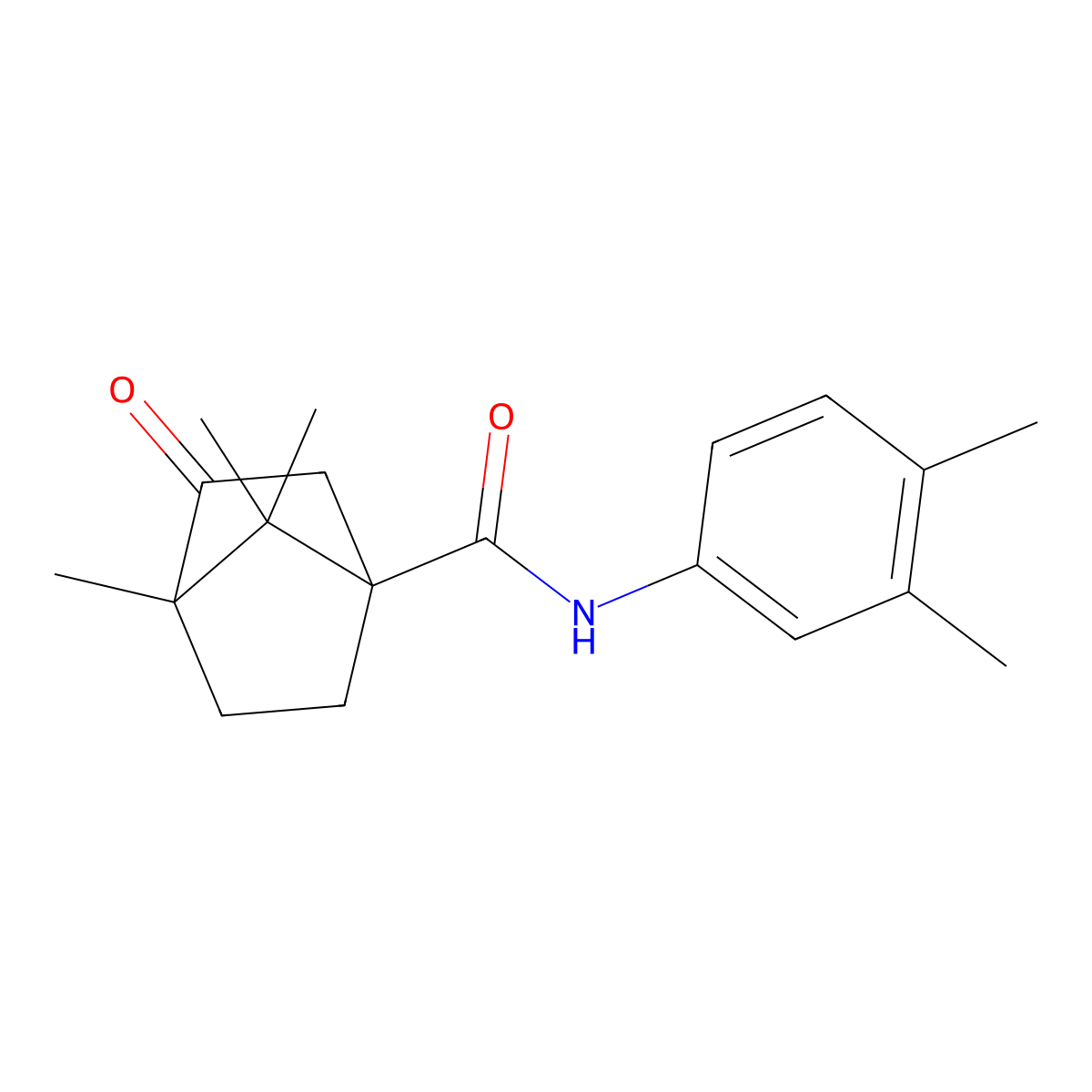 N-(3,4-dimethylphenyl)-1,7,7-trimethyl-2-oxobicyclo[2.2.1]heptane-4-carboxamide molecular structure, CAS 618403-05-7