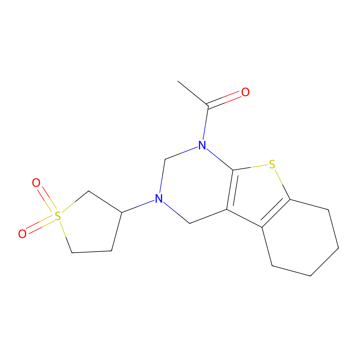1-[3-(1,1-Dioxothiolan-3-yl)-2,4,5,6,7,8-hexahydro-[1]benzothiolo[2,3-d]pyrimidin-1-yl]ethanone molecular structure, CAS 618403-06-8