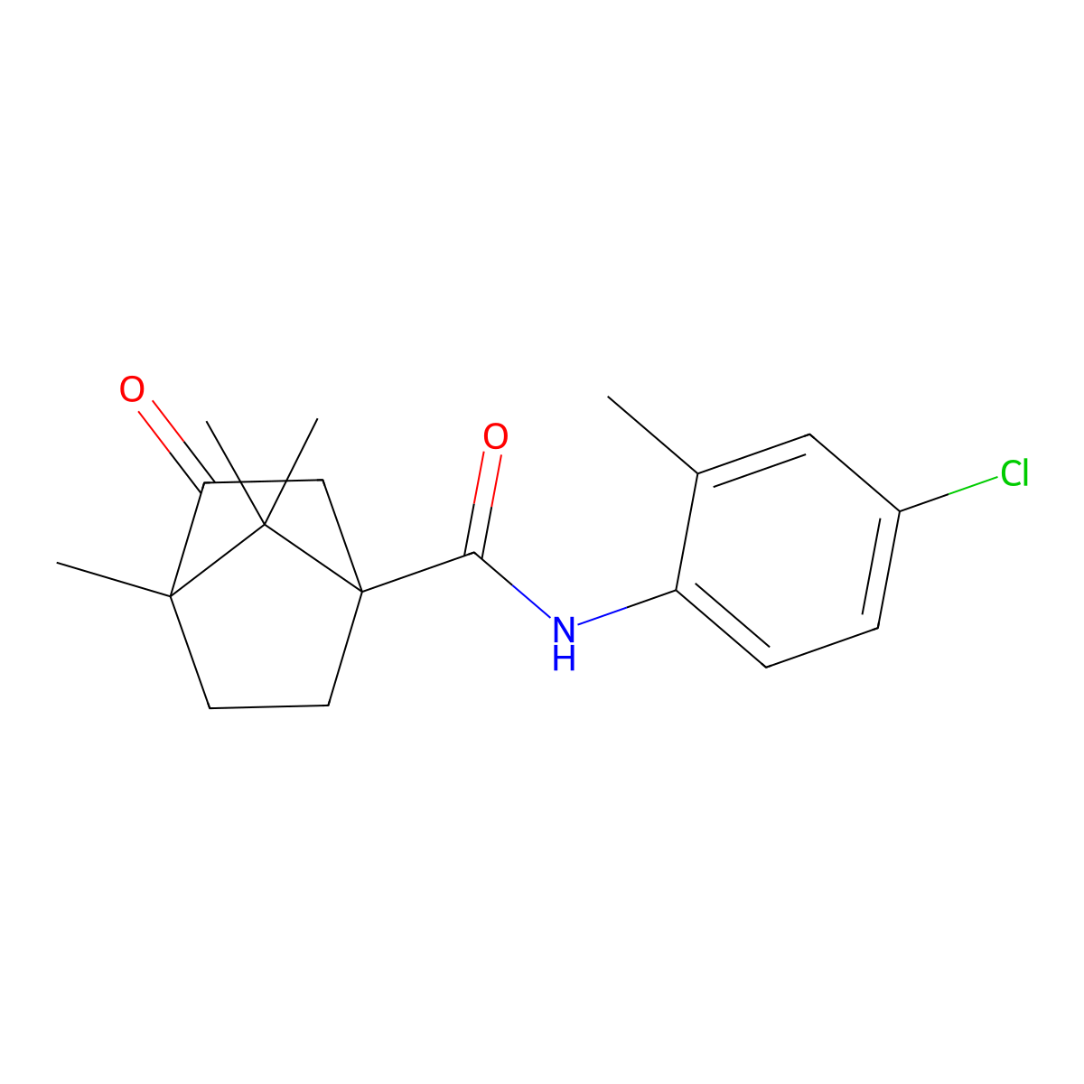 N-(4-chloro-2-methylphenyl)-4,7,7-trimethyl-3-oxobicyclo[2.2.1]heptane-1-carboxamide molecular structure, CAS 618403-09-1
