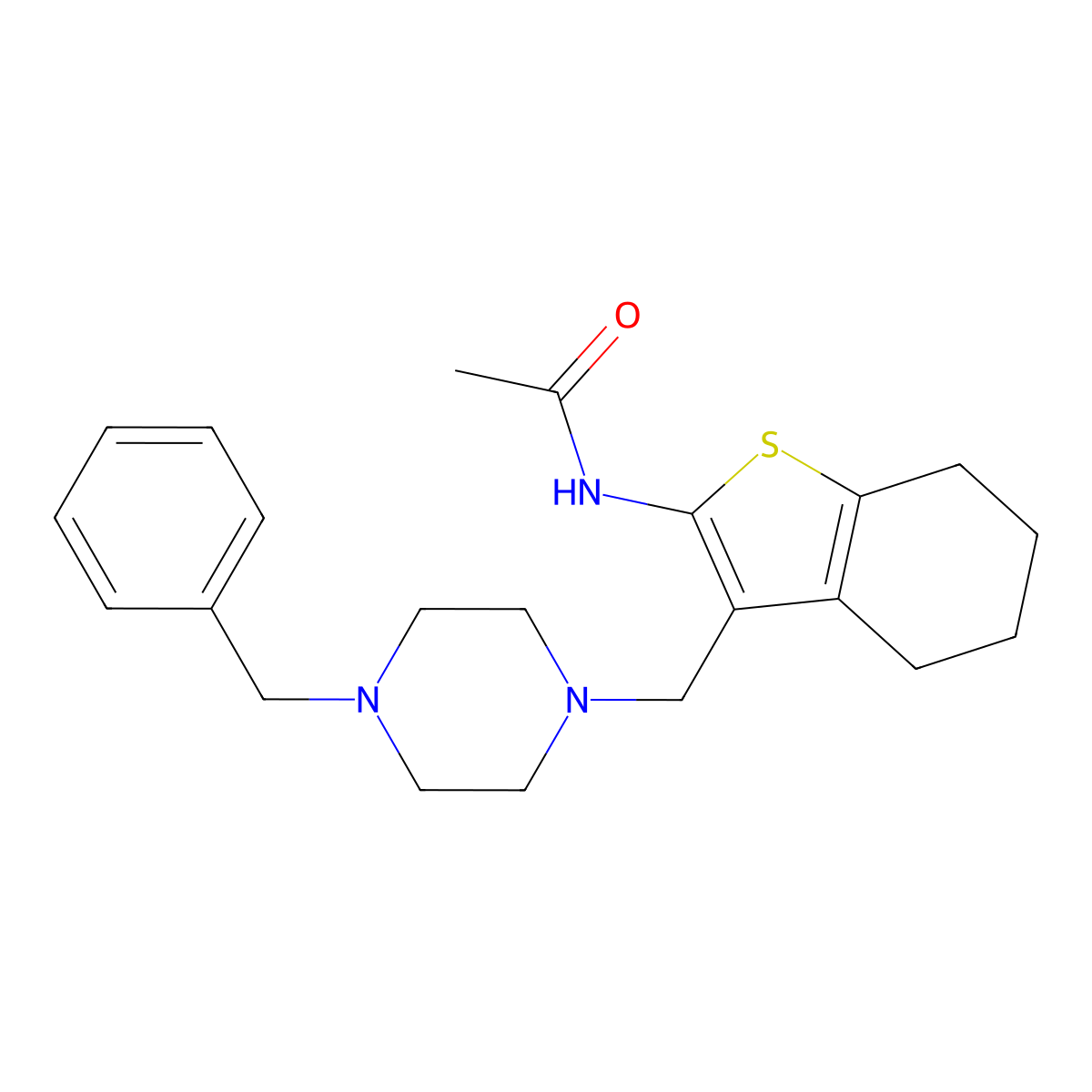 N-{3-[(4-benzylpiperazin-1-yl)methyl]-4,5,6,7-tetrahydro-1-benzothiophen-2-yl}acetamide molecular structure, CAS 618403-80-8