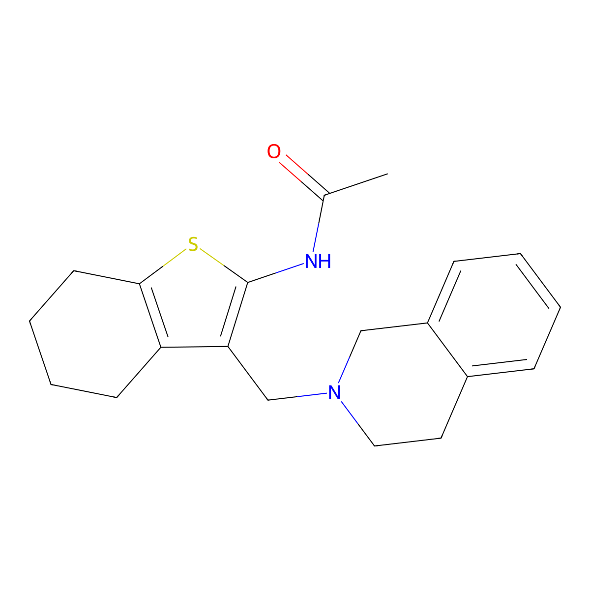 N-[3-(2-1,2,3,4-tetrahydroisoquinolylmethyl)-4,5,6,7-tetrahydrobenzo[b]thiophe n-2-yl]acetamide molecular structure, CAS 618403-96-6