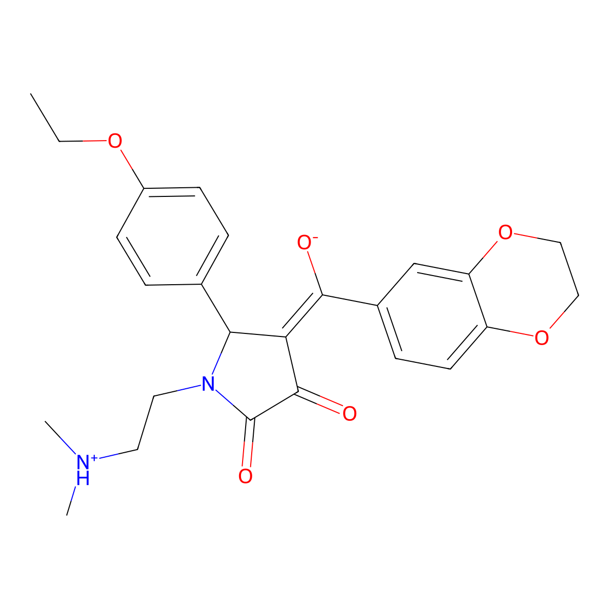4-(2,3-dihydro-1,4-benzodioxine-6-carbonyl)-1-[2-(dimethylamino)ethyl]-5-(4-ethoxyphenyl)-3-hydroxy-2,5-dihydro-1H-pyrrol-2-one molecular structure, CAS 618403-97-7