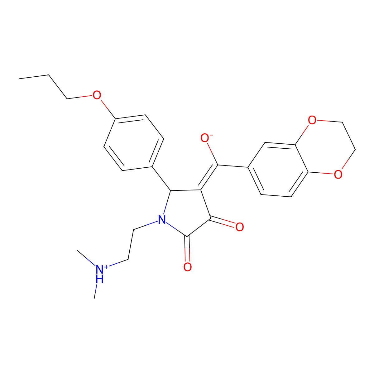 4-(2,3-dihydro-1,4-benzodioxine-6-carbonyl)-1-[2-(dimethylamino)ethyl]-3-hydroxy-5-(4-propoxyphenyl)-2,5-dihydro-1H-pyrrol-2-one molecular structure, CAS 618404-09-4