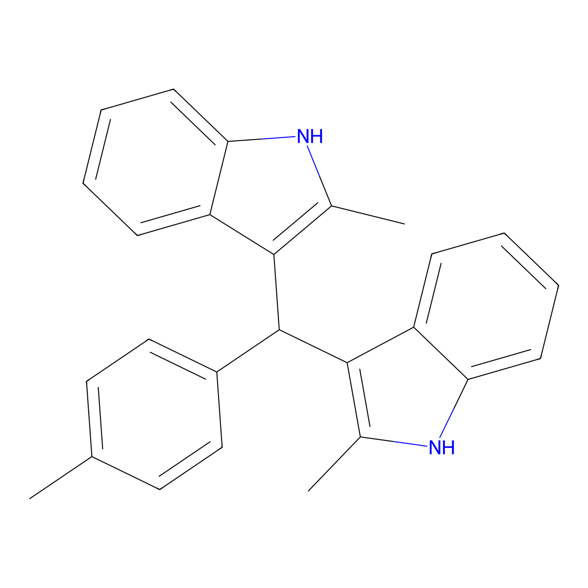 1H-Indole, 3,3'-[(4-methylphenyl)methylene]bis[2-methyl- molecular structure, CAS 618404-33-4