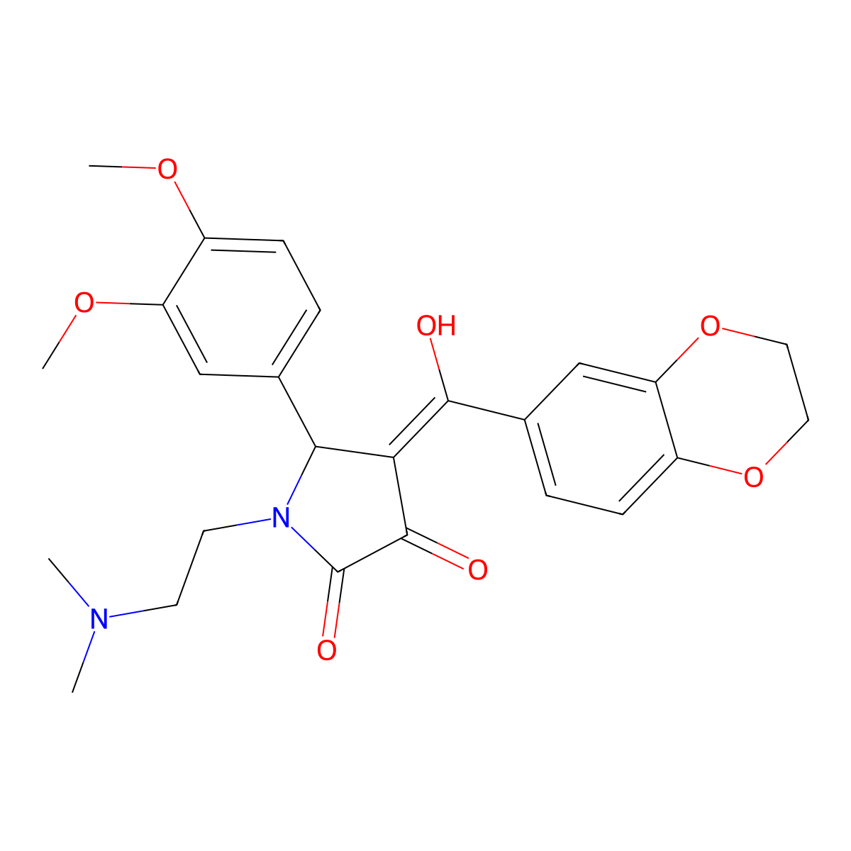 4-(2,3-dihydro-1,4-benzodioxine-6-carbonyl)-5-(3,4-dimethoxyphenyl)-1-[2-(dimethylamino)ethyl]-3-hydroxy-2,5-dihydro-1H-pyrrol-2-one molecular structure, CAS 618404-35-6