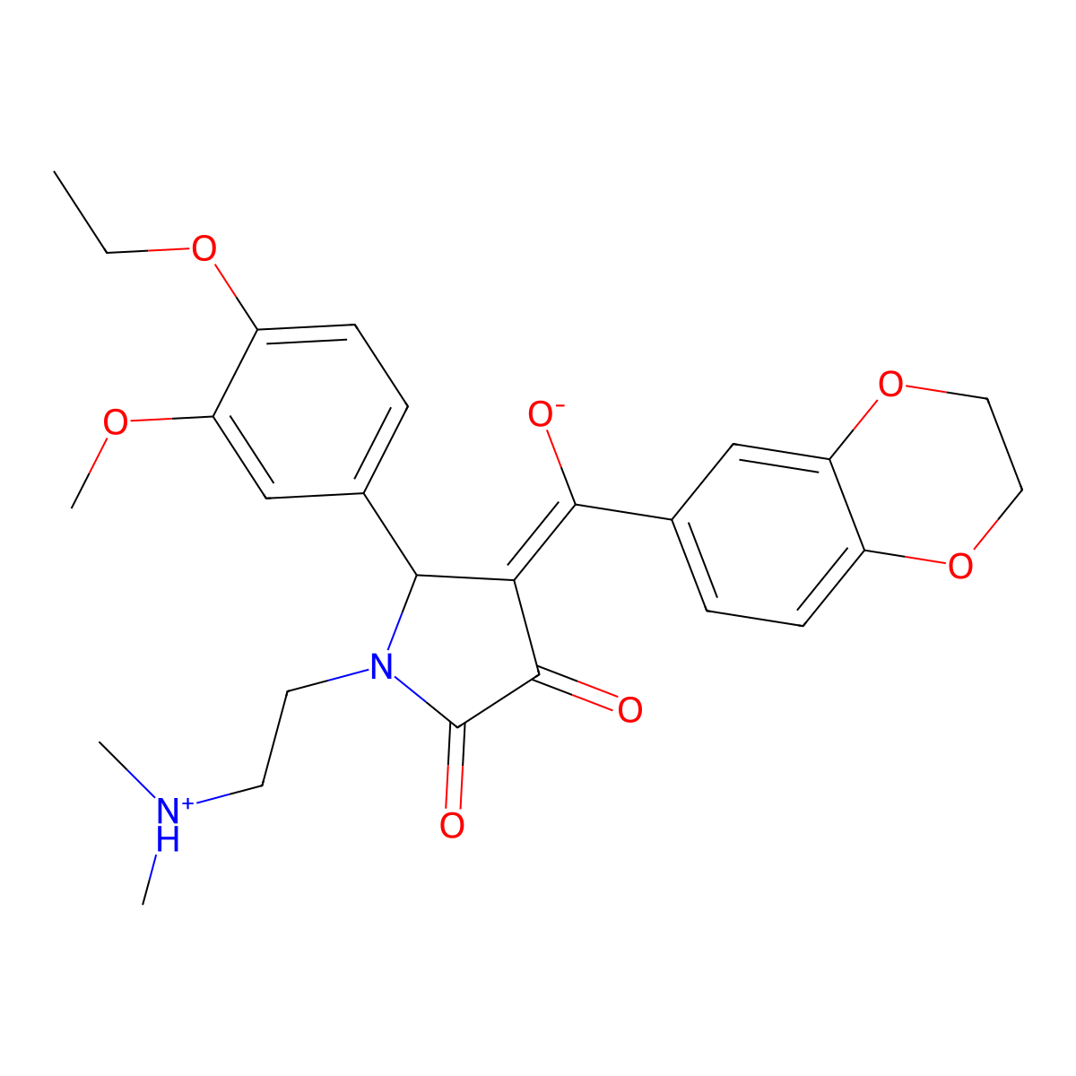 4-(2,3-dihydro-1,4-benzodioxine-6-carbonyl)-1-[2-(dimethylamino)ethyl]-5-(4-ethoxy-3-methoxyphenyl)-3-hydroxy-2,5-dihydro-1H-pyrrol-2-one molecular structure, CAS 618404-40-3