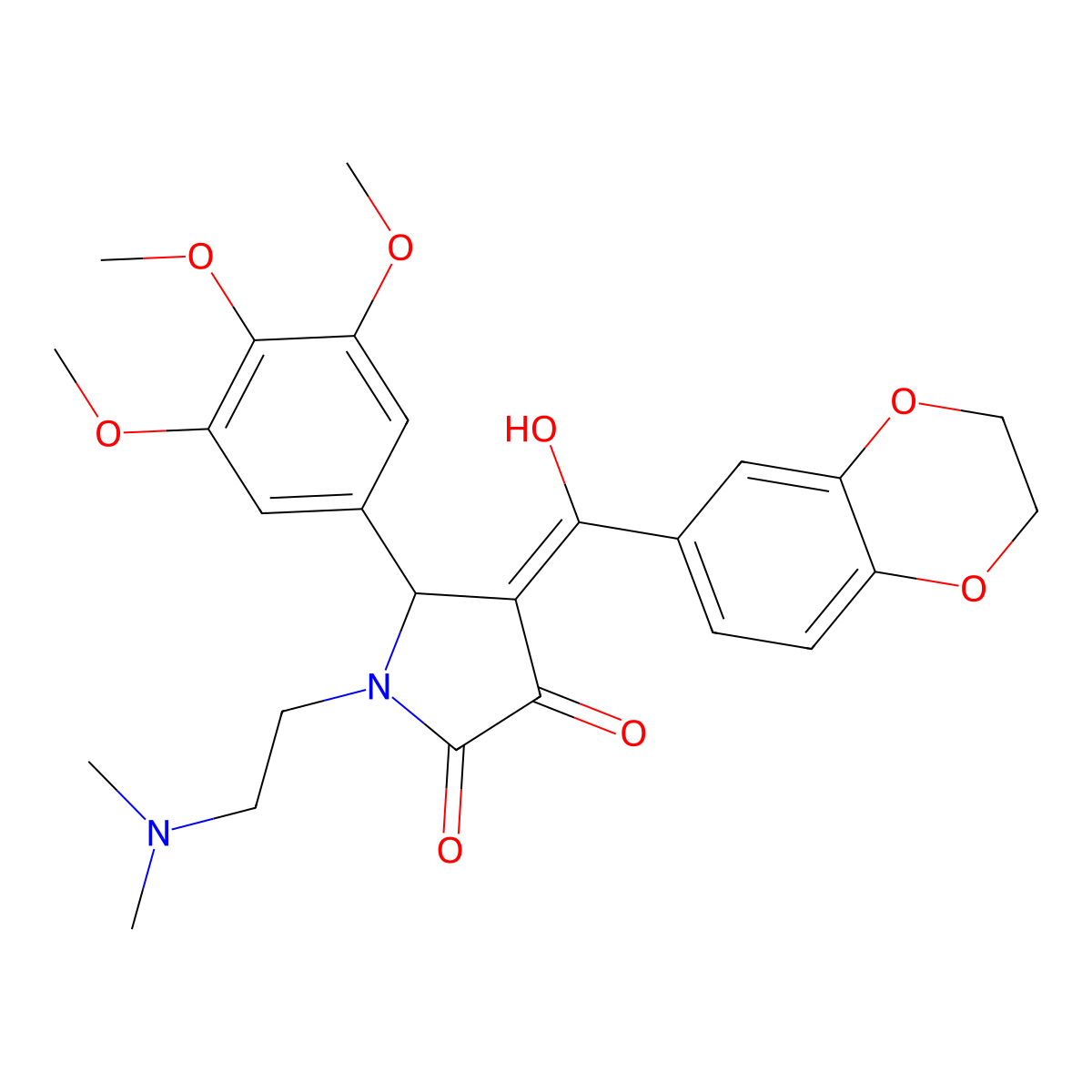 4-(2,3-dihydro-1,4-benzodioxine-6-carbonyl)-1-[2-(dimethylamino)ethyl]-3-hydroxy-5-(3,4,5-trimethoxyphenyl)-2,5-dihydro-1H-pyrrol-2-one molecular structure, CAS 618404-51-6