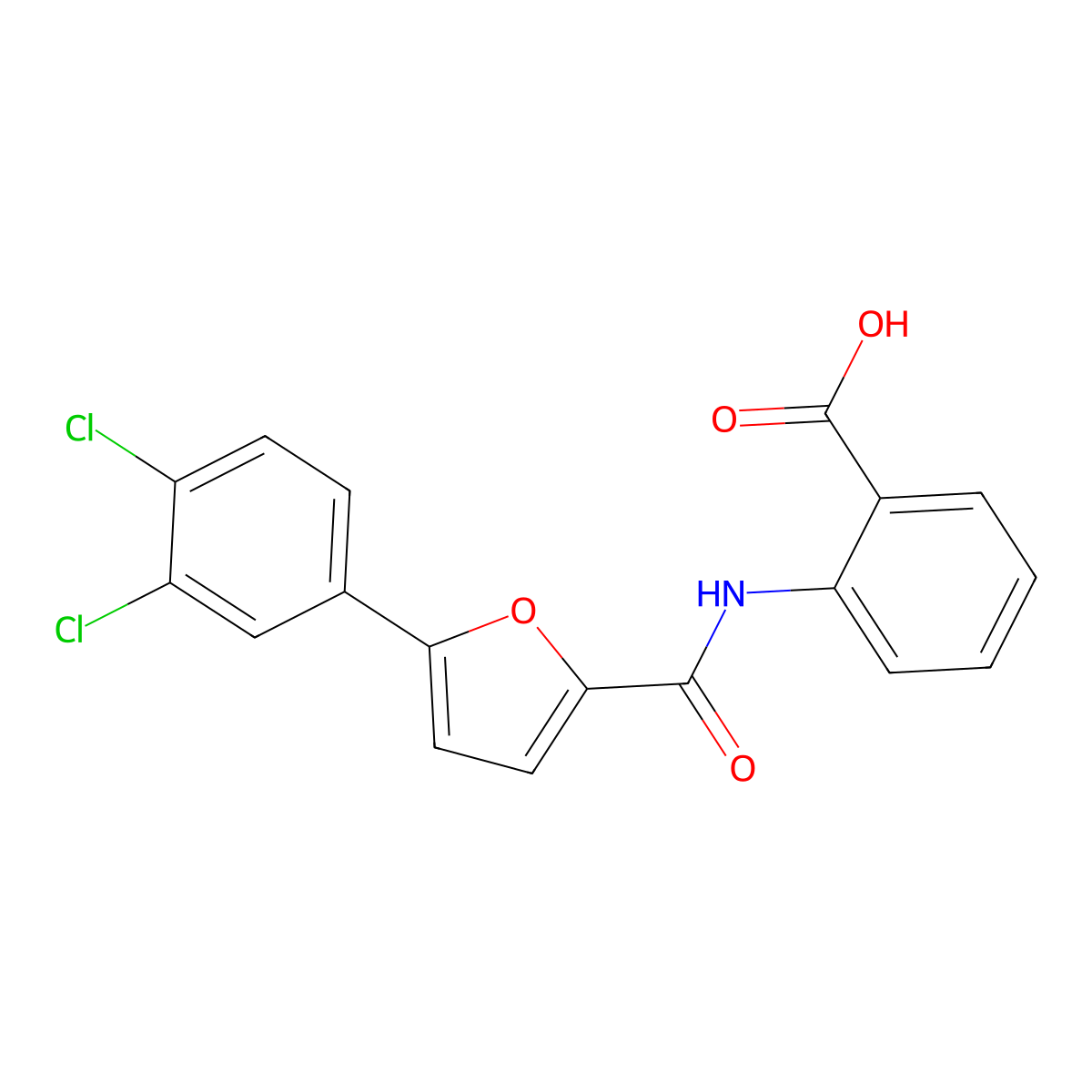 2-{[5-(3,4-Dichlorophenyl)-2-furyl]carbonylamino}benzoic acid molecular structure, CAS 618404-53-8