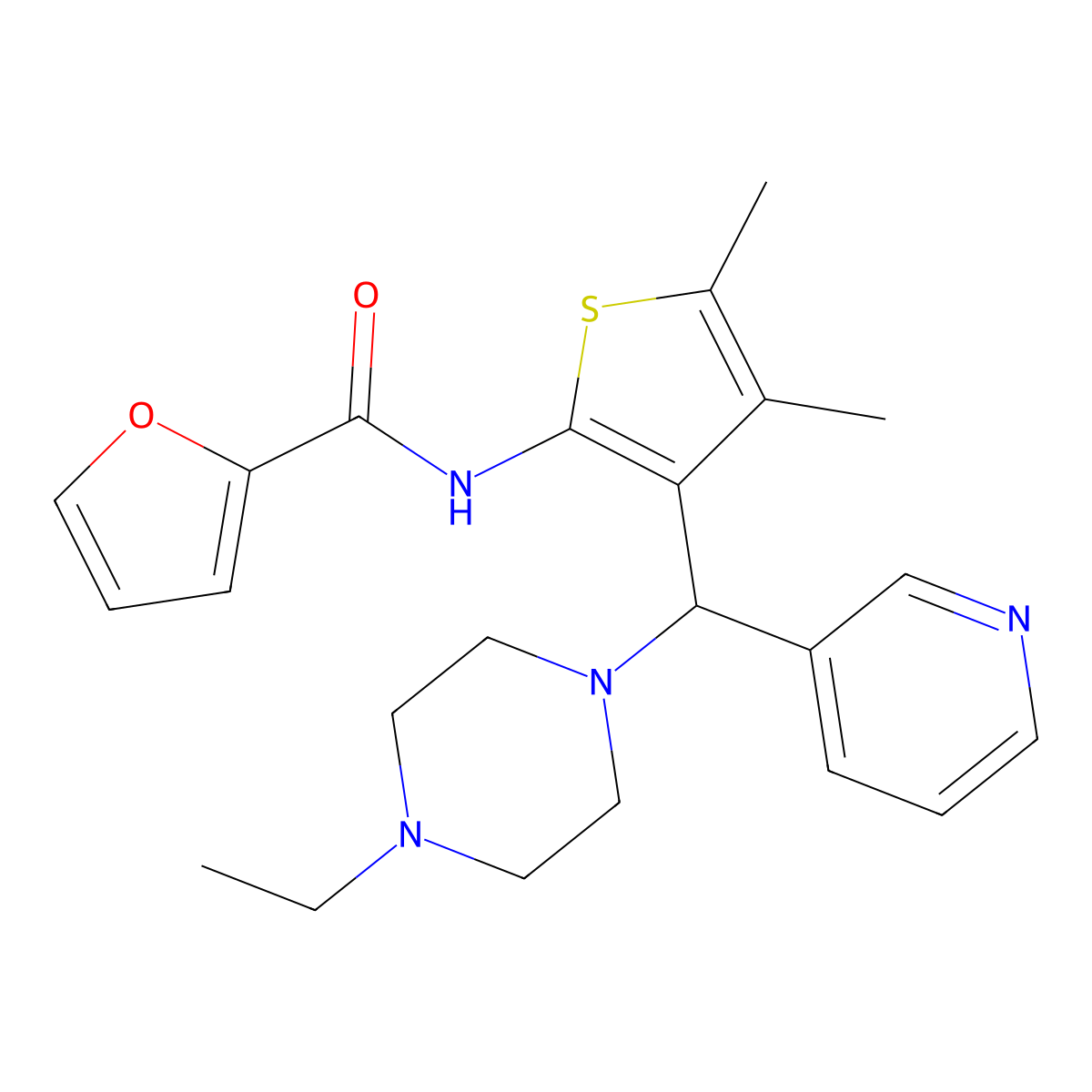 N-{3-[(4-ethylpiperazin-1-yl)(pyridin-3-yl)methyl]-4,5-dimethylthiophen-2-yl}furan-2-carboxamide molecular structure, CAS 618404-83-4