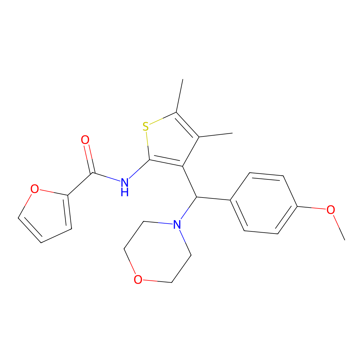 N-{3-[(4-methoxyphenyl)(morpholin-4-yl)methyl]-4,5-dimethylthiophen-2-yl}furan-2-carboxamide molecular structure, CAS 618405-43-9
