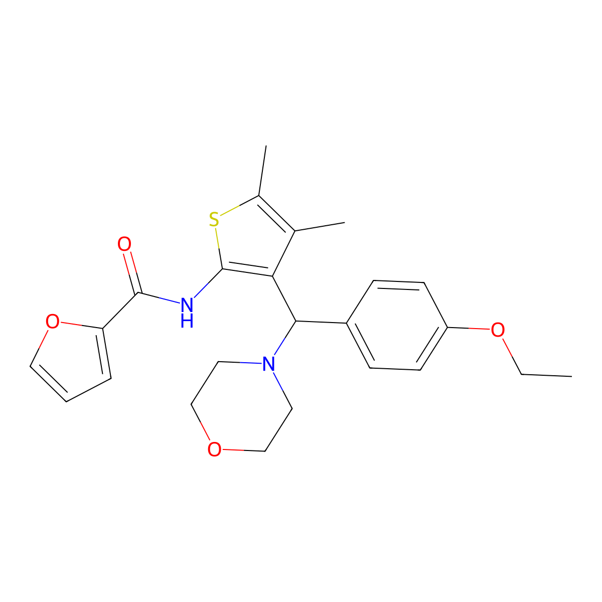 N-{3-[(4-ethoxyphenyl)(morpholin-4-yl)methyl]-4,5-dimethylthiophen-2-yl}furan-2-carboxamide molecular structure, CAS 618405-51-9
