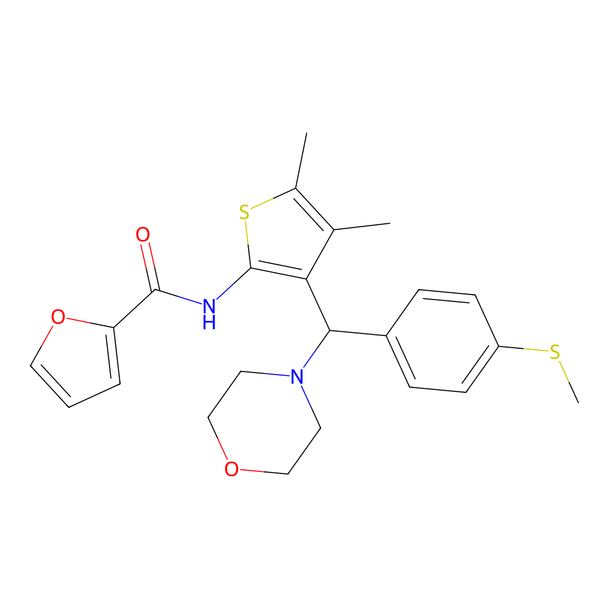 N-(4,5-dimethyl-3-((4-(methylthio)phenyl)(morpholino)methyl)thiophen-2-yl)furan-2-carboxamide molecular structure, CAS 618405-65-5
