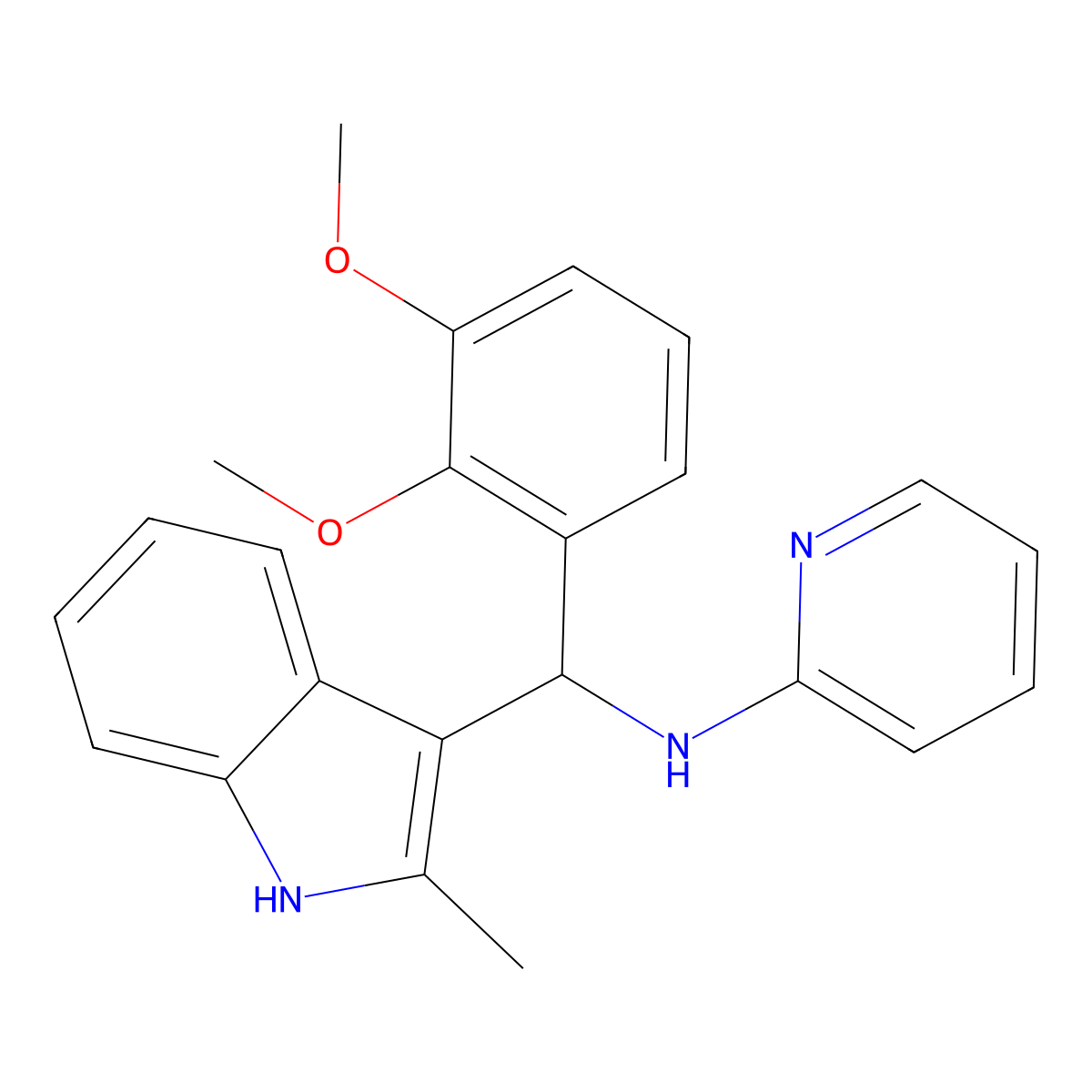N-[(2,3-dimethoxyphenyl)(2-methyl-1H-indol-3-yl)methyl]pyridin-2-amine molecular structure, CAS 618405-97-3