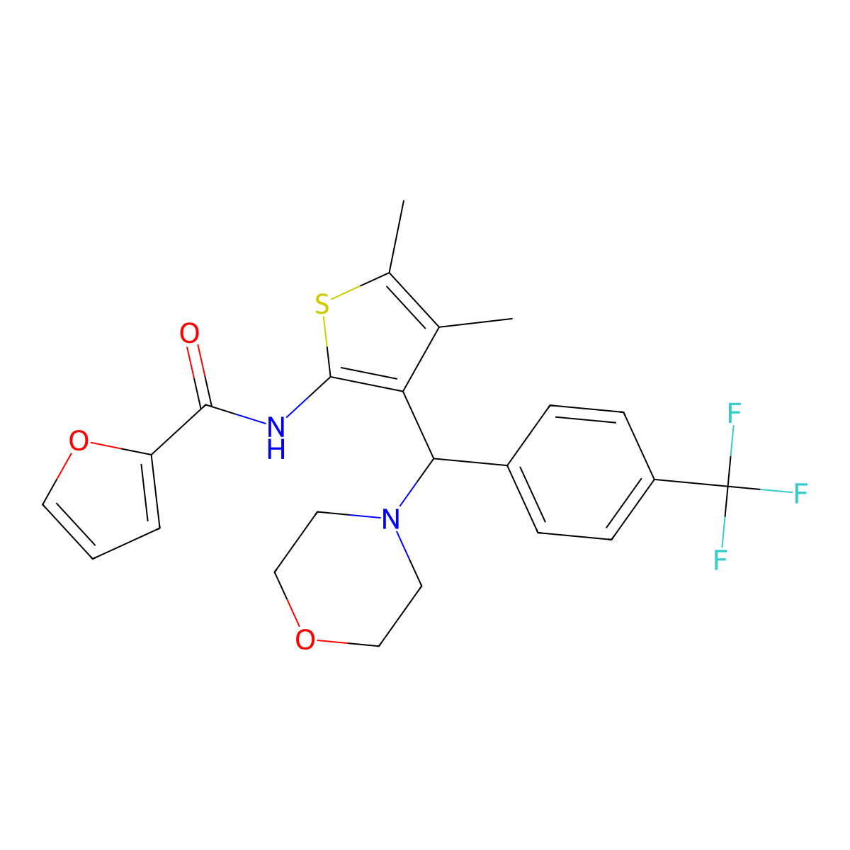 N-(4,5-dimethyl-3-{4-morpholinyl[4-(trifluoromethyl)phenyl]methyl}-2-thienyl)-2-furamide molecular structure, CAS 618405-98-4