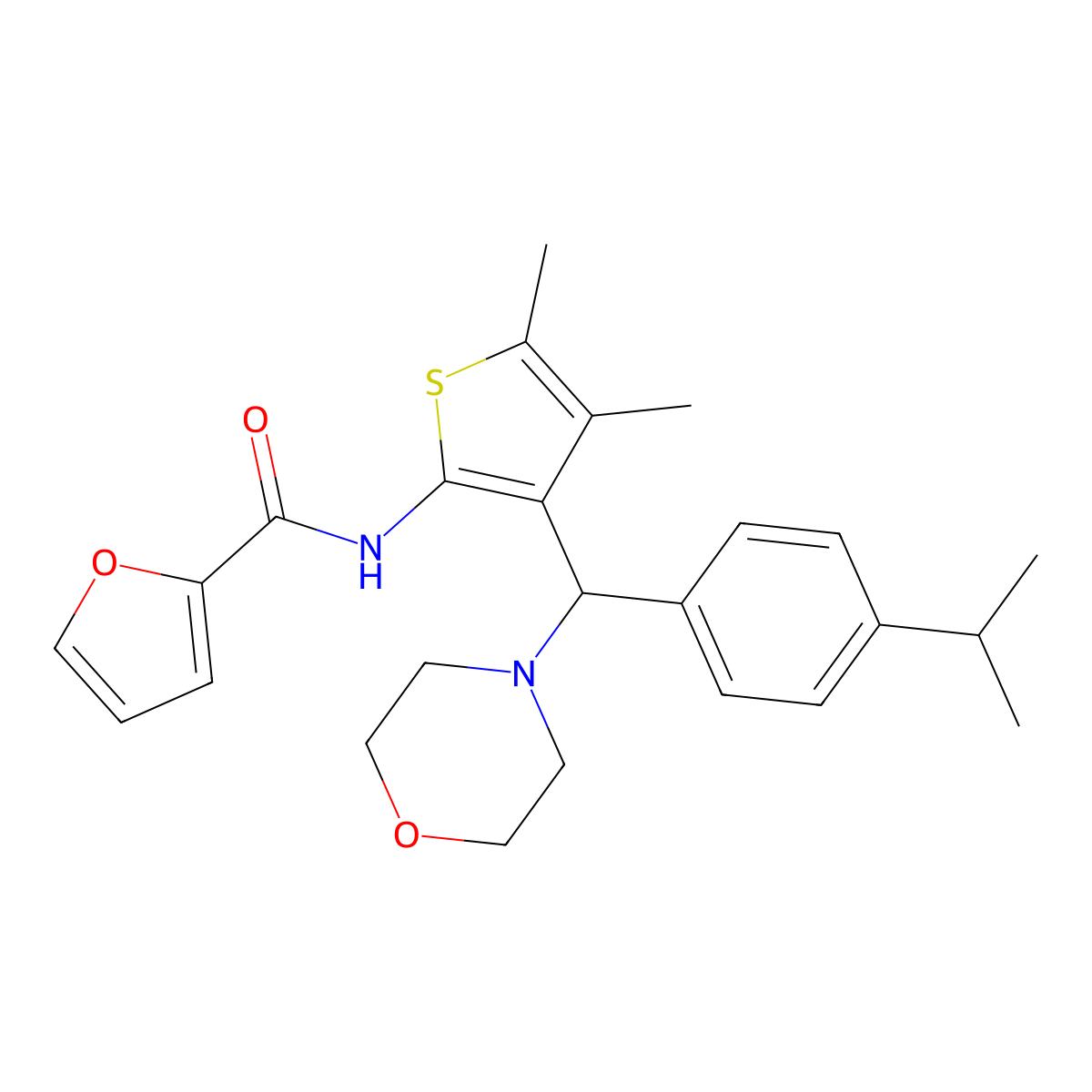 N-[4,5-dimethyl-3-[morpholin-4-yl-(4-propan-2-ylphenyl)methyl]thiophen-2-yl]furan-2-carboxamide molecular structure, CAS 618406-05-6