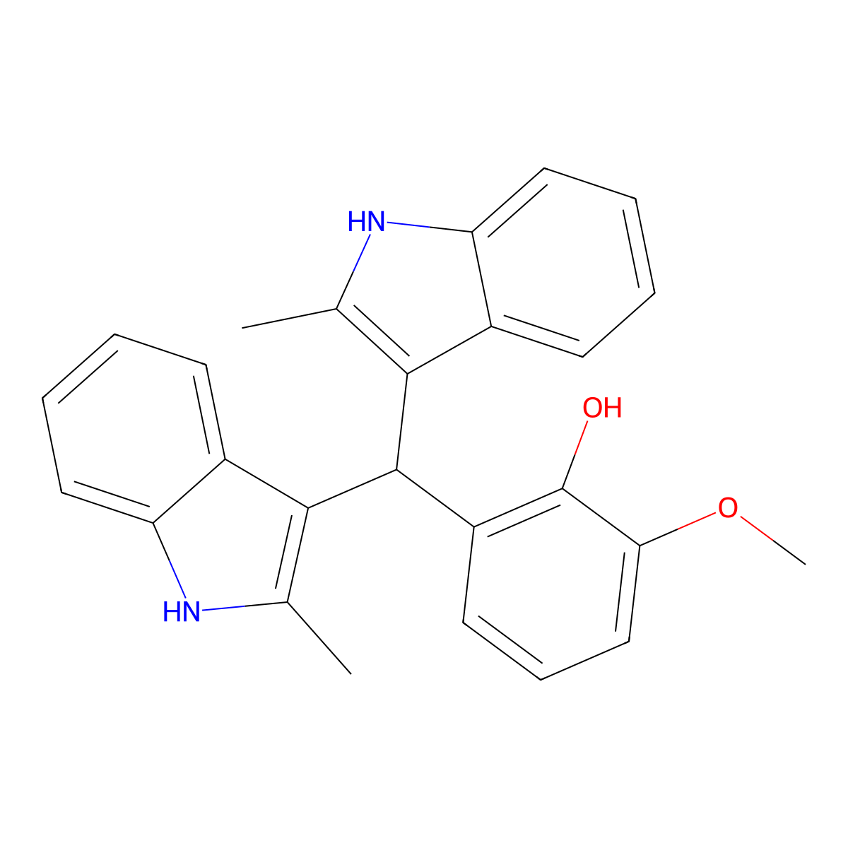 2-[bis(2-methyl-1H-indol-3-yl)methyl]-6-methoxyphenol molecular structure, CAS 618406-17-0