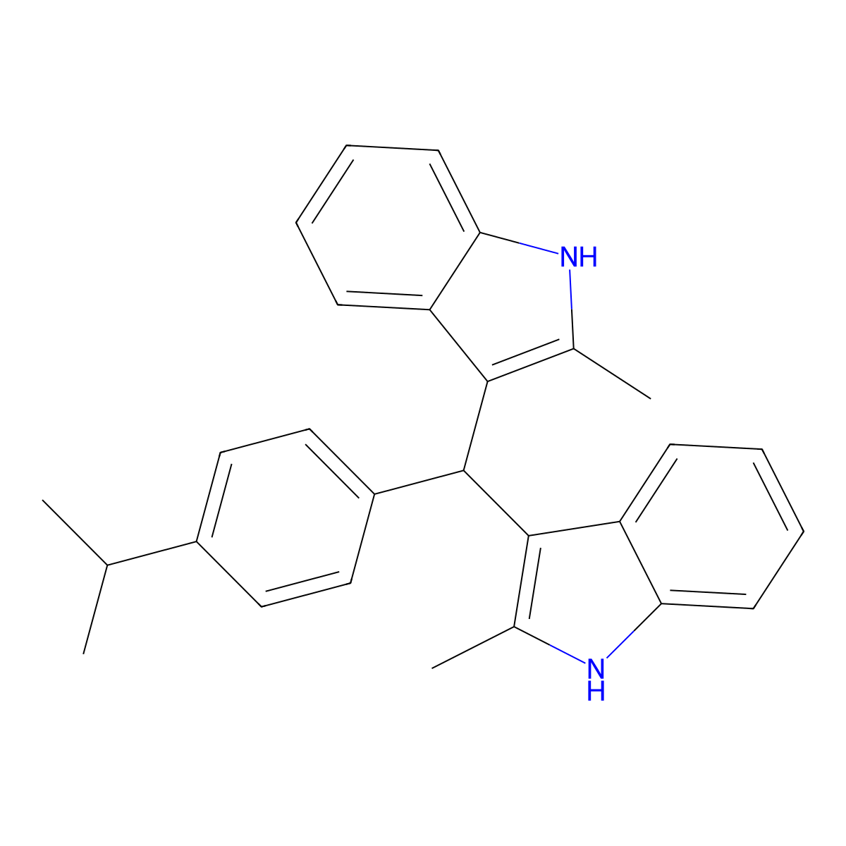 2-methyl-3-[(2-methyl-1H-indol-3-yl)-(4-propan-2-ylphenyl)methyl]-1H-indole molecular structure, CAS 618406-23-8