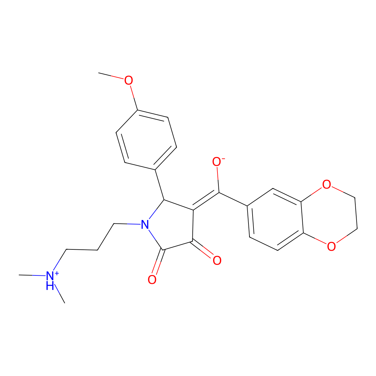 4-(2,3-dihydro-1,4-benzodioxine-6-carbonyl)-1-[3-(dimethylamino)propyl]-3-hydroxy-5-(4-methoxyphenyl)-2,5-dihydro-1H-pyrrol-2-one molecular structure, CAS 618406-25-0