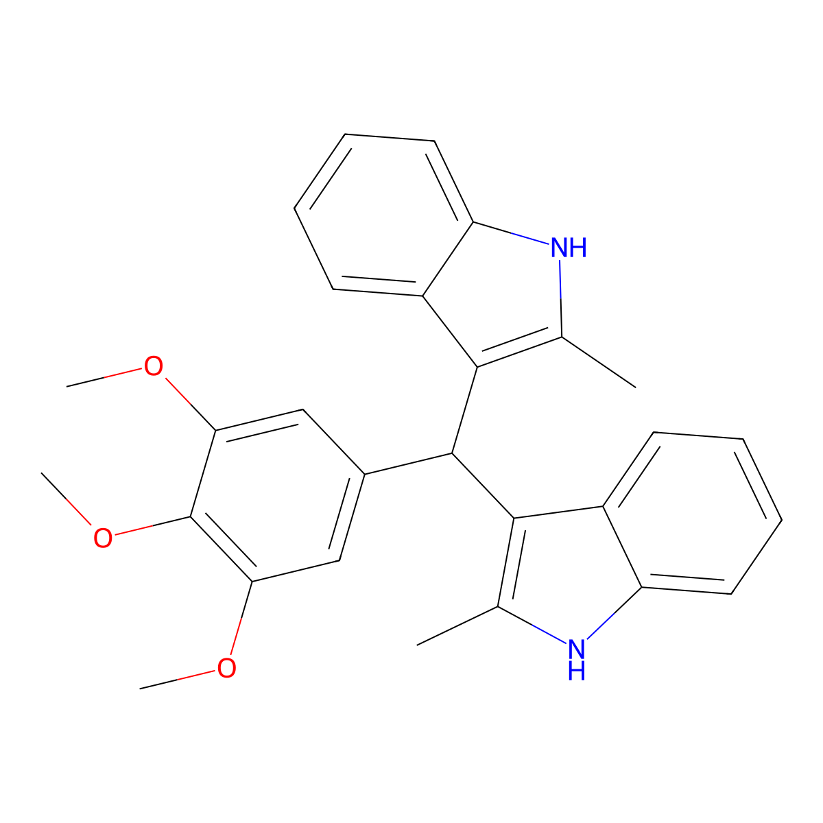 2-methyl-3-[(2-methyl-1H-indol-3-yl)(3,4,5-trimethoxyphenyl)methyl]-1H-indole molecular structure, CAS 618406-29-4