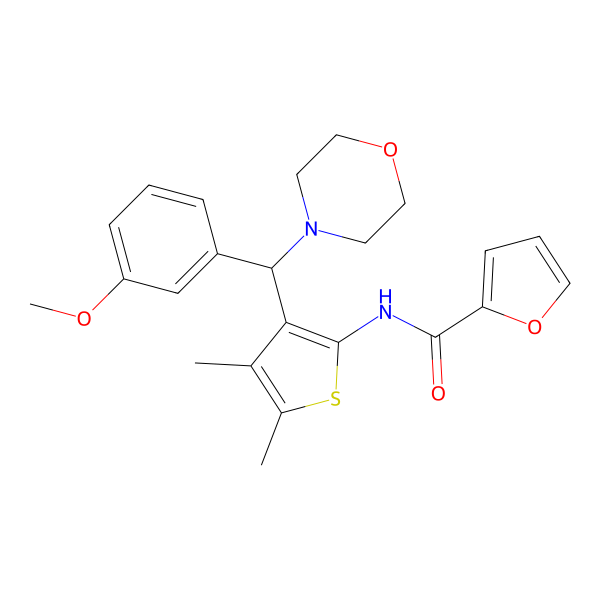 N-[3-[(3-methoxyphenyl)-morpholin-4-ylmethyl]-4,5-dimethylthiophen-2-yl]furan-2-carboxamide molecular structure, CAS 618406-30-7