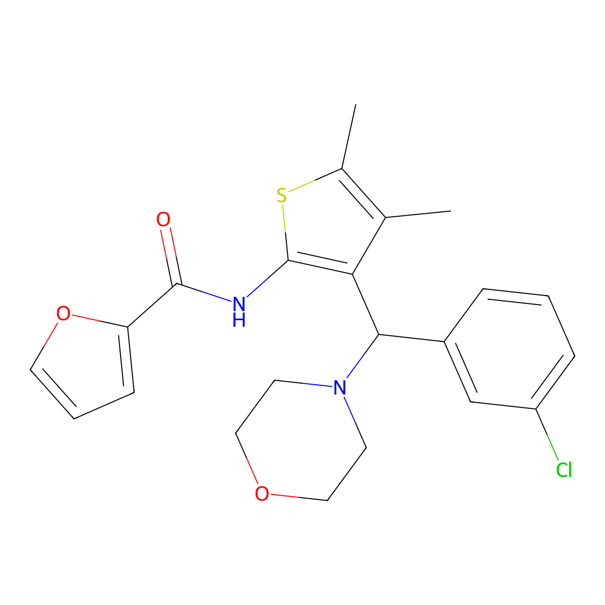 N-{3-[(3-chlorophenyl)(4-morpholinyl)methyl]-4,5-dimethyl-2-thienyl}-2-furamide molecular structure, CAS 618406-45-4