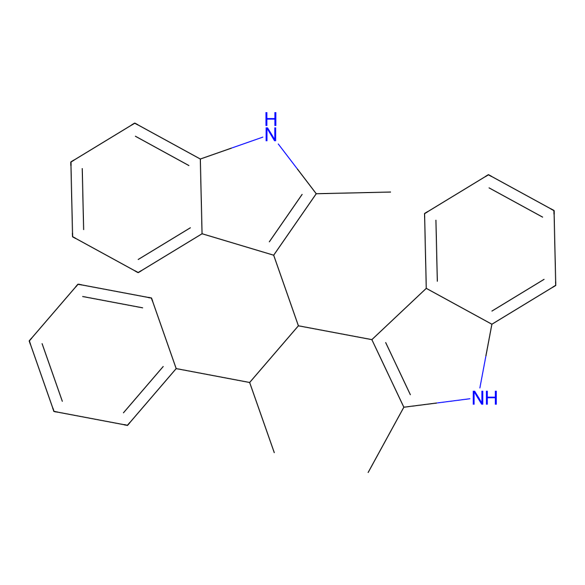 2-methyl-3-[1-(2-methyl-1H-indol-3-yl)-2-phenylpropyl]-1H-indole molecular structure, CAS 618406-52-3
