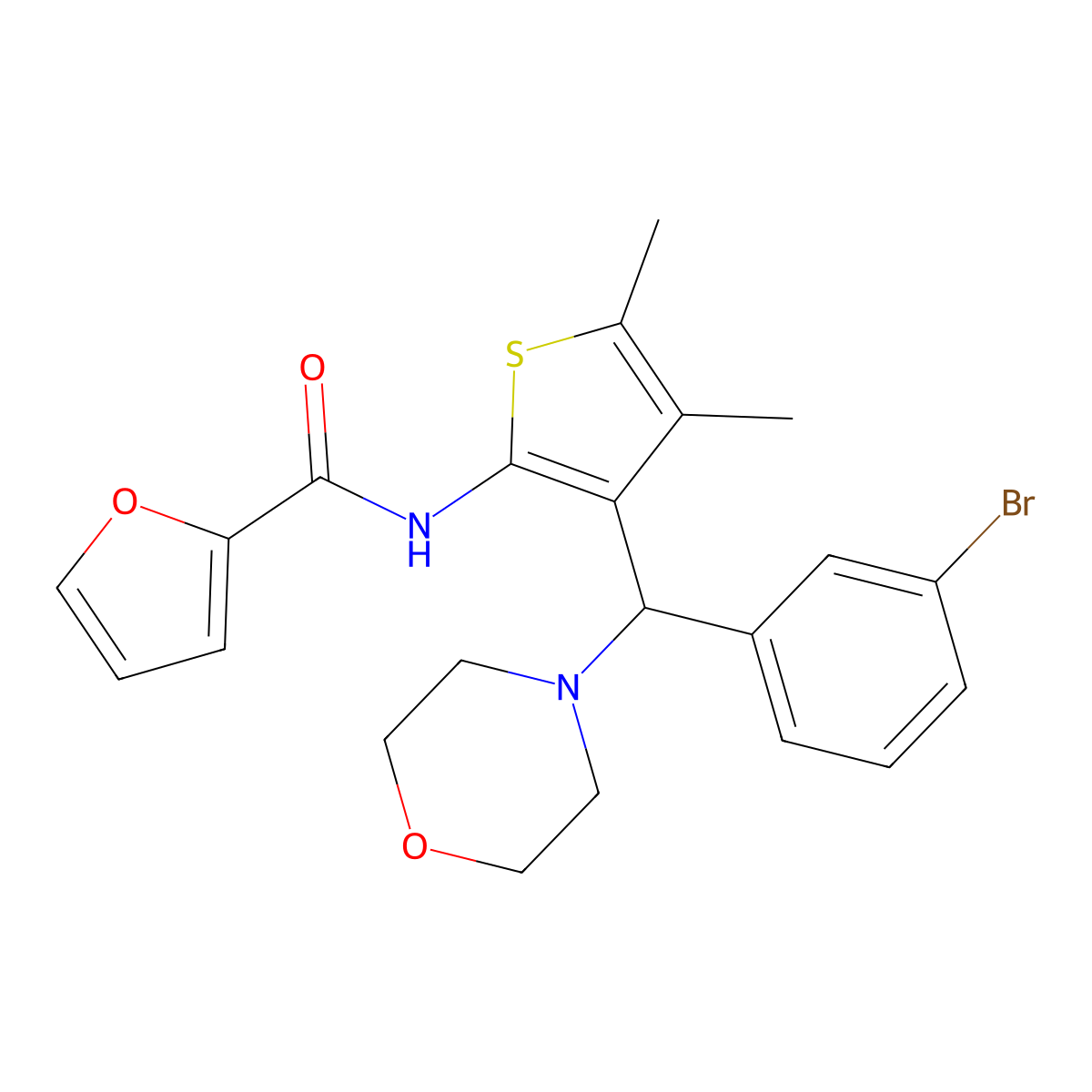 N-{3-[(3-bromophenyl)(4-morpholinyl)methyl]-4,5-dimethyl-2-thienyl}-2-furamide molecular structure, CAS 618406-53-4