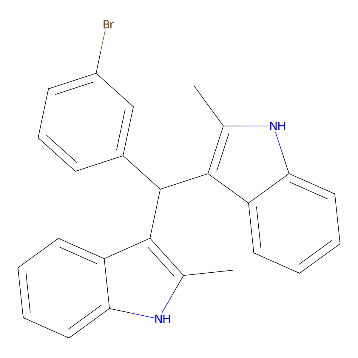 3-[(3-bromophenyl)(2-methyl-1H-indol-3-yl)methyl]-2-methyl-1H-indole molecular structure, CAS 618406-67-0