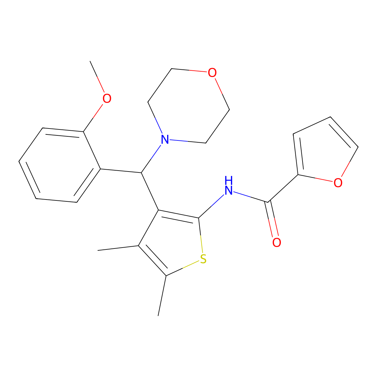 N-{3-[(2-methoxyphenyl)(morpholin-4-yl)methyl]-4,5-dimethylthiophen-2-yl}furan-2-carboxamide molecular structure, CAS 618406-68-1