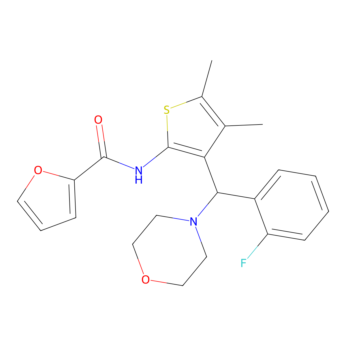 N-[3-[(2-fluorophenyl)-morpholin-4-ylmethyl]-4,5-dimethylthiophen-2-yl]furan-2-carboxamide molecular structure, CAS 618406-75-0