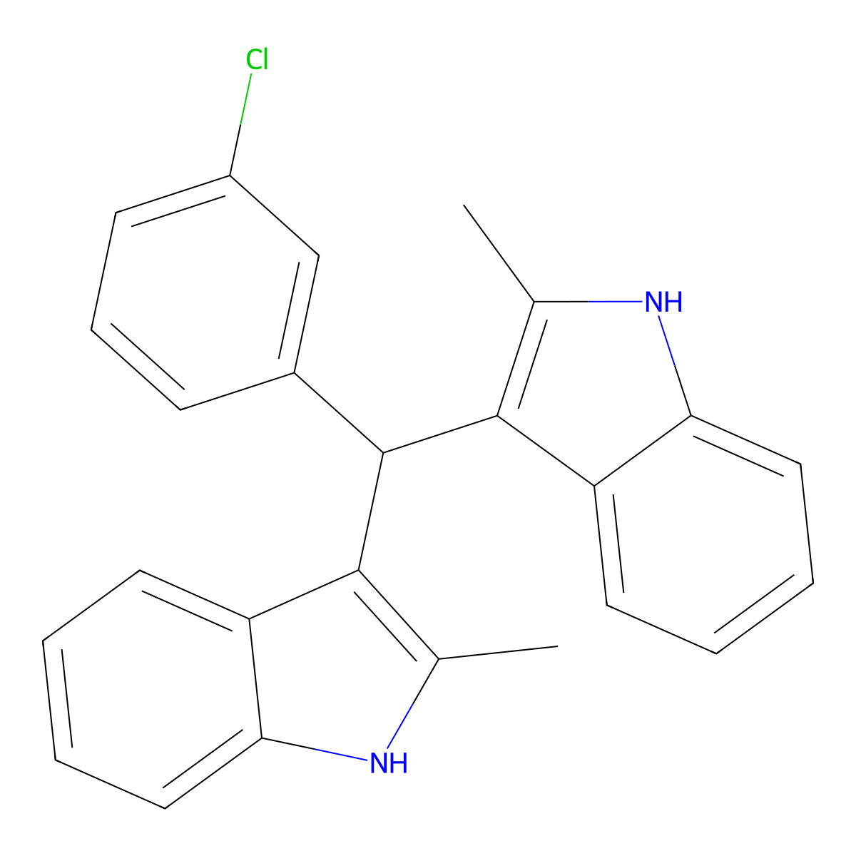 3-[(3-chlorophenyl)-(2-methyl-1H-indol-3-yl)methyl]-2-methyl-1H-indole molecular structure, CAS 618406-81-8