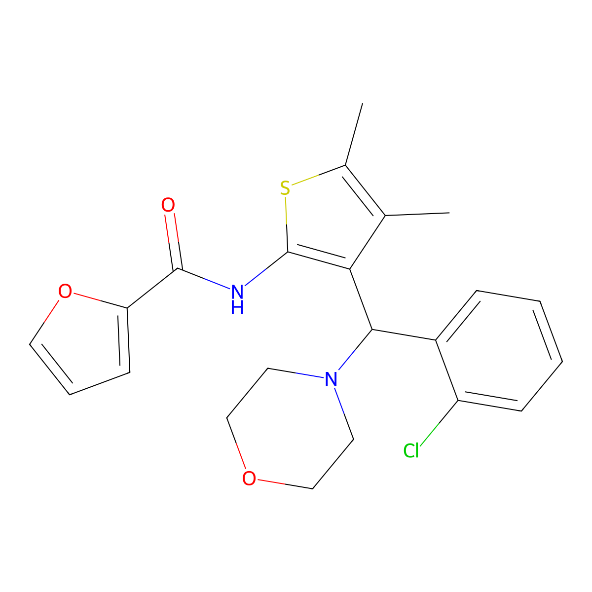N-{3-[(2-chlorophenyl)(morpholin-4-yl)methyl]-4,5-dimethylthiophen-2-yl}furan-2-carboxamide molecular structure, CAS 618406-82-9