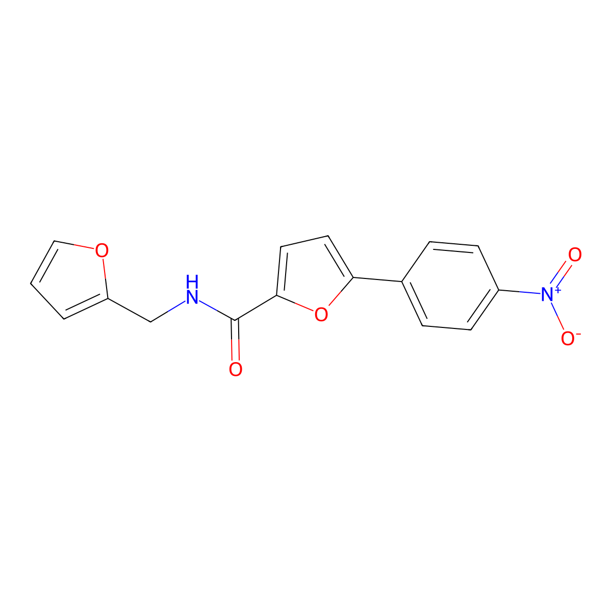 N-(furan-2-ylmethyl)-5-(4-nitrophenyl)furan-2-carboxamide molecular structure, CAS 618406-99-8