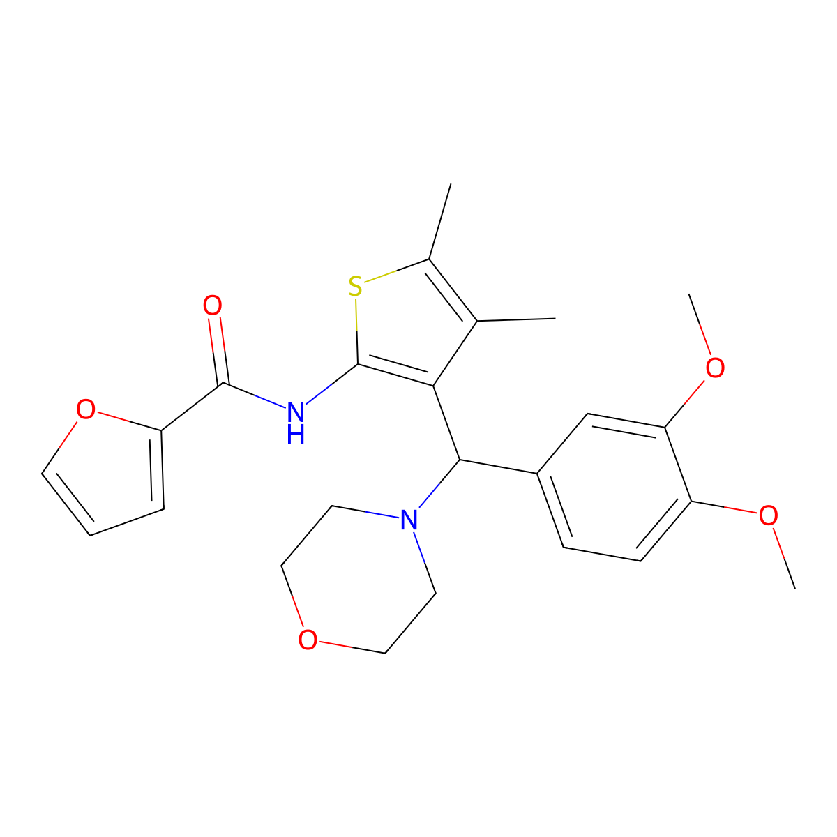 N-[3-[(3,4-dimethoxyphenyl)-morpholin-4-ylmethyl]-4,5-dimethylthiophen-2-yl]furan-2-carboxamide molecular structure, CAS 618407-04-8