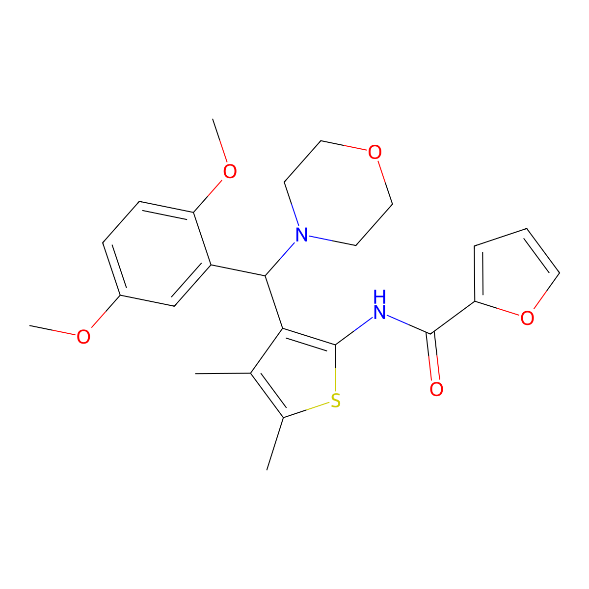 N-[3-[(2,5-dimethoxyphenyl)-morpholin-4-ylmethyl]-4,5-dimethylthiophen-2-yl]furan-2-carboxamide molecular structure, CAS 618407-34-4