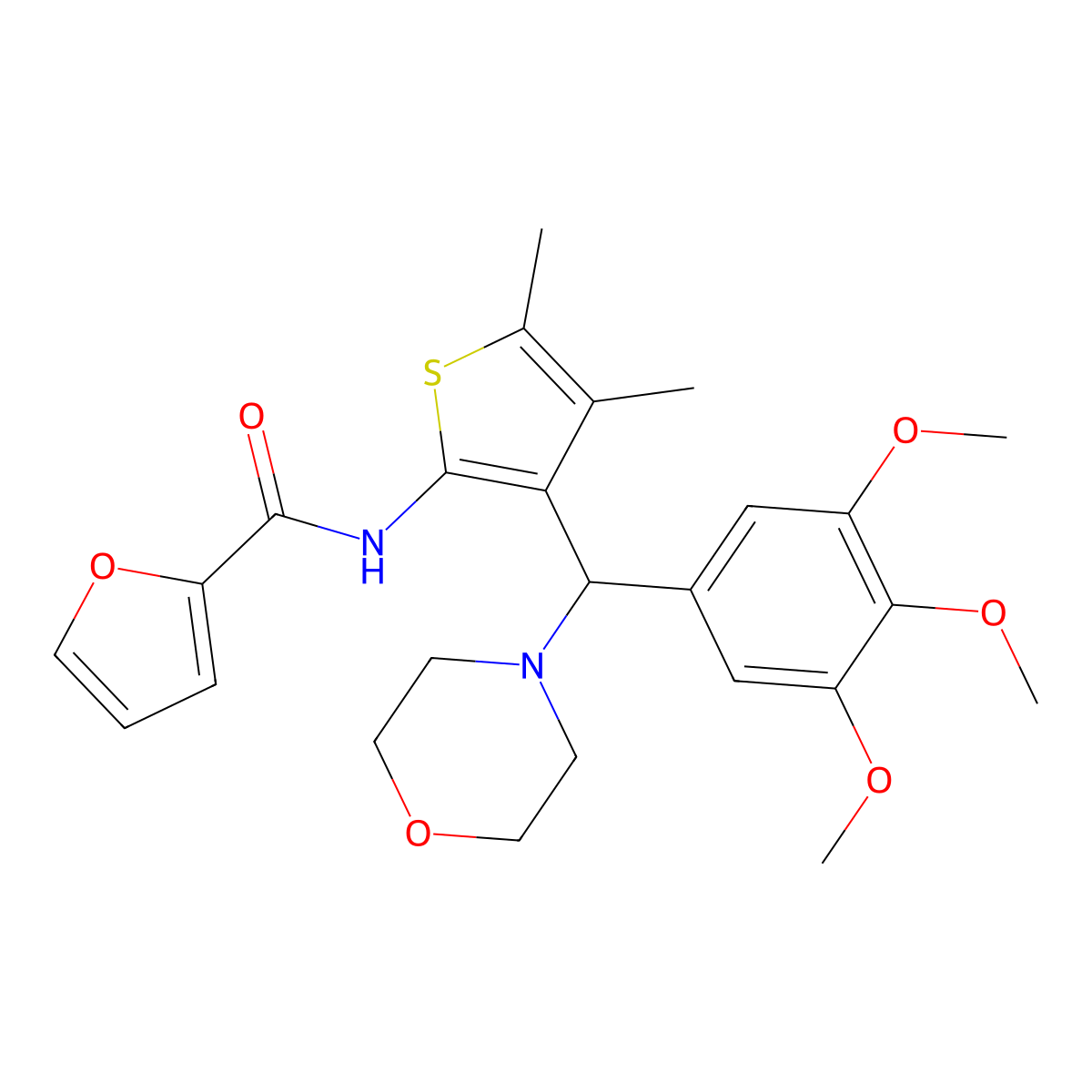 N-{4,5-dimethyl-3-[morpholin-4-yl(3,4,5-trimethoxyphenyl)methyl]thiophen-2-yl}furan-2-carboxamide molecular structure, CAS 618407-48-0
