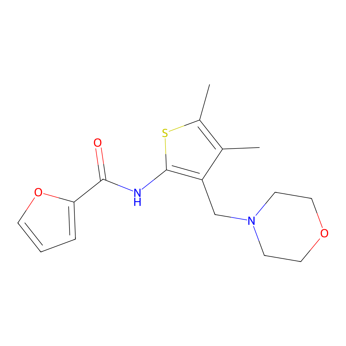 N-[4,5-dimethyl-3-(morpholin-4-ylmethyl)thiophen-2-yl]furan-2-carboxamide molecular structure, CAS 618408-02-9