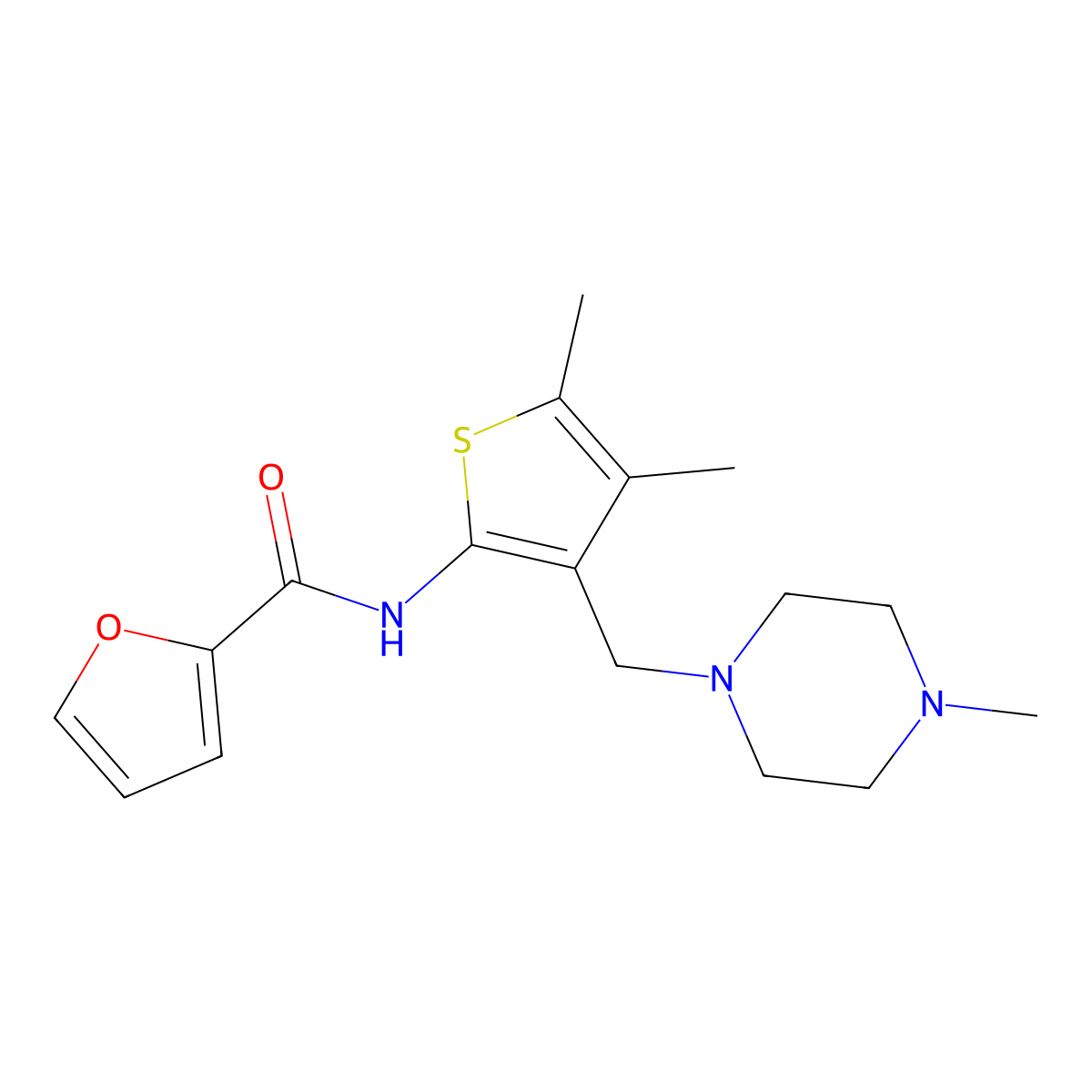 N-[4,5-dimethyl-3-[(4-methylpiperazin-1-yl)methyl]thiophen-2-yl]furan-2-carboxamide molecular structure, CAS 618408-47-2