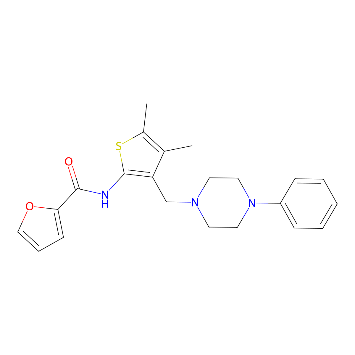N-(4,5-dimethyl-3-((4-phenylpiperazin-1-yl)methyl)thiophen-2-yl)furan-2-carboxamide molecular structure, CAS 618408-75-6
