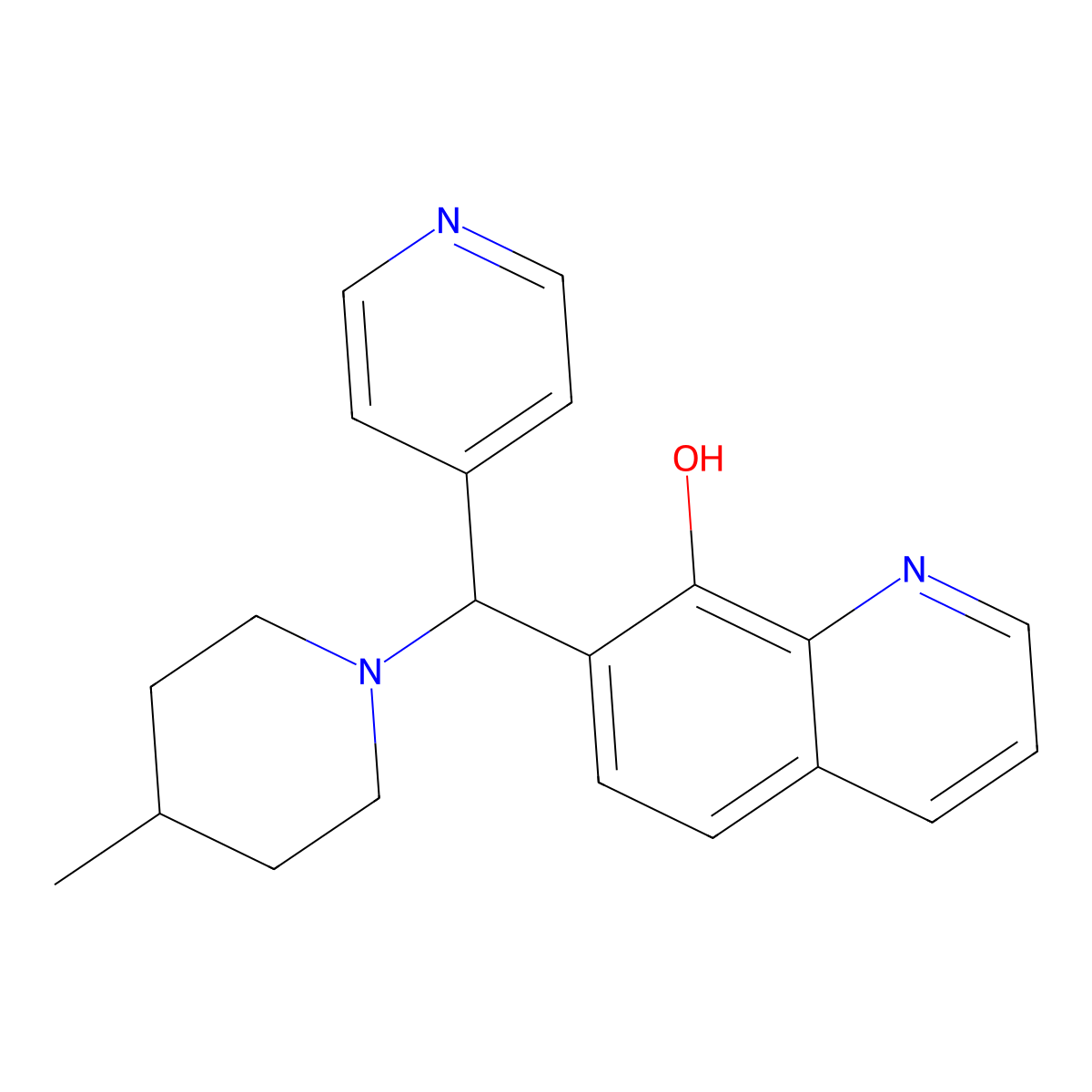 7-[(4-Methylpiperidyl)-4-pyridylmethyl]quinolin-8-ol molecular structure, CAS 618409-14-6