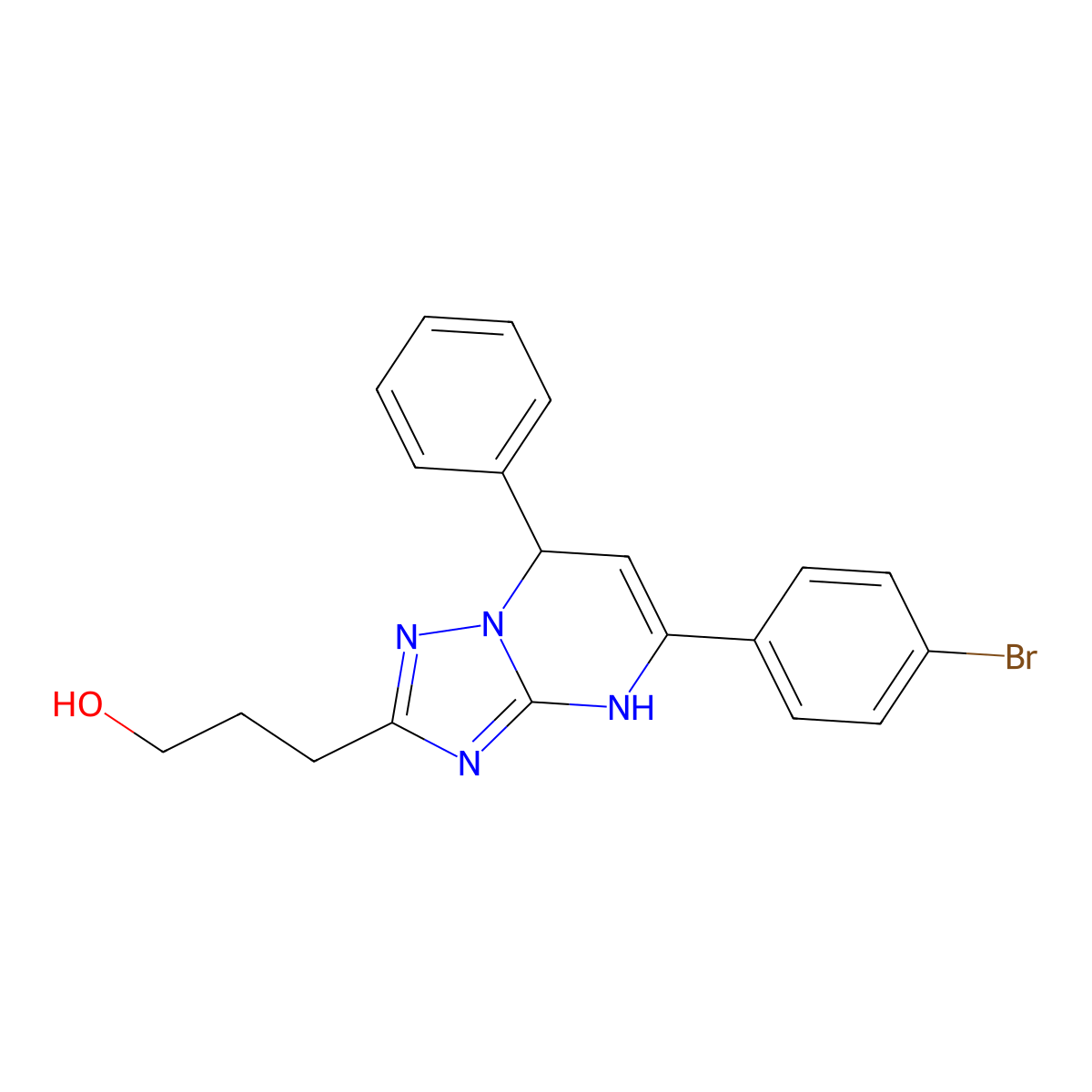 3-[5-(4-Bromophenyl)-7-phenyl-4,7-dihydro[1,2,4]triazolo[1,5-a]pyrimidin-2-yl]propan-1-ol molecular structure, CAS 618409-65-7