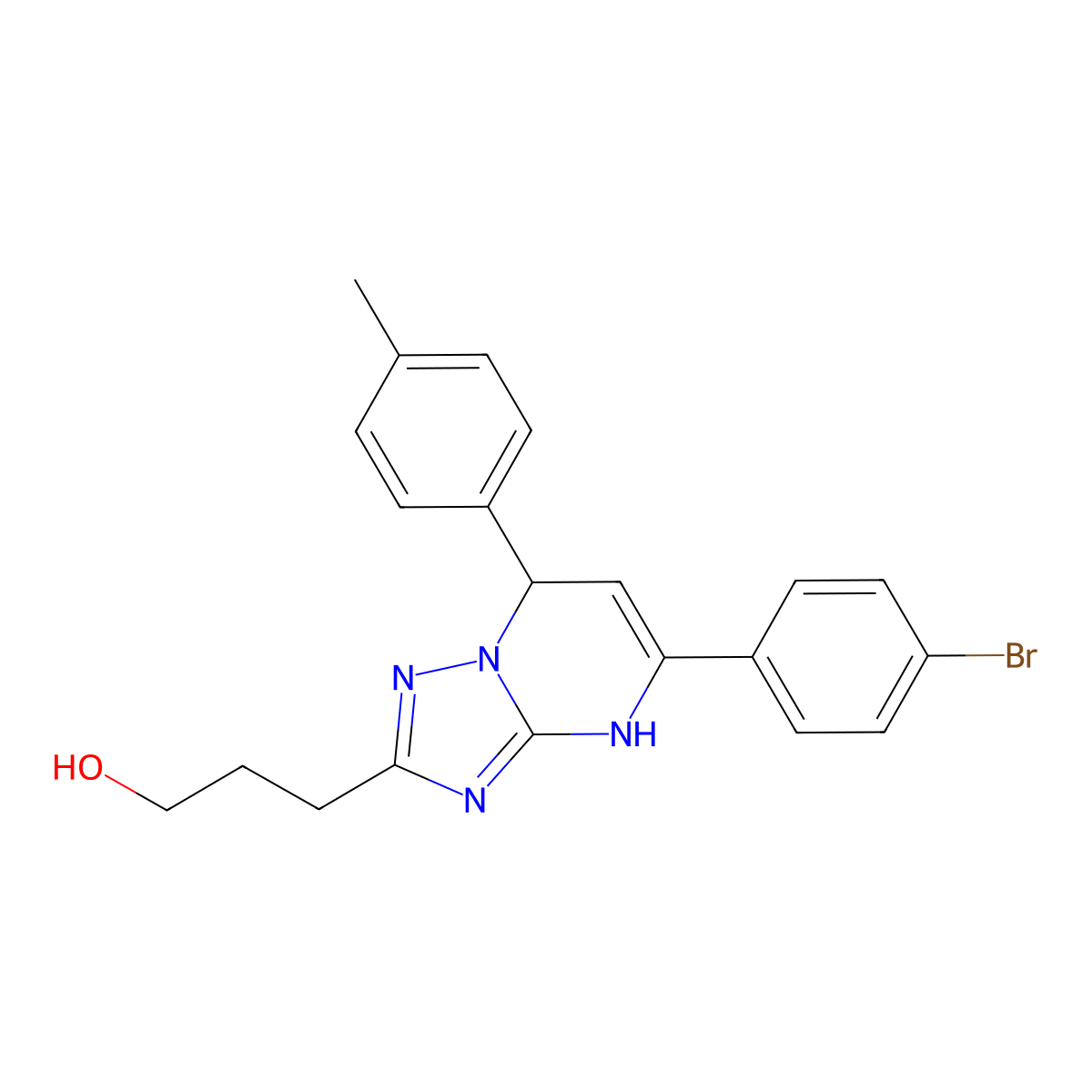 3-[5-(4-Bromophenyl)-7-(4-methylphenyl)-4,7-dihydro[1,2,4]triazolo[1,5-a]pyrimidin-2-yl]propan-1-ol molecular structure, CAS 618410-10-9